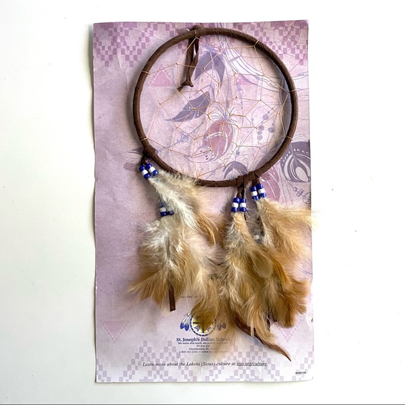 Handmade Native American Dreamcatchers set of 4 feathers leather beads - Picture 3 of 8